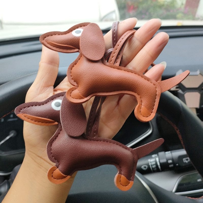 GeckoCustom Dachshund PU Leather Dog Keychains