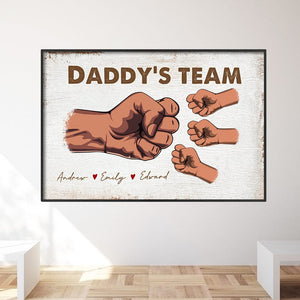 GeckoCustom Daddy & Kids Together We're A Team Family Poster Personalized Gift TA29 890088