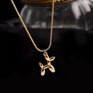 GeckoCustom DIEYURO 316L Stainless Steel Cute Style Balloon Dog Golden Pendant Necklace Sweet Funny Clavicle Chain Unique Girl Birthday Gift