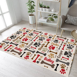 GeckoCustom Dog Bones and Paws Rug Personalized Gift DA199 890021