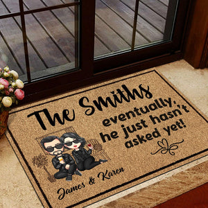 GeckoCustom Eventually He Just Hasn‘t Asked Yet Family Doormat Personalized Gift TA29 890161