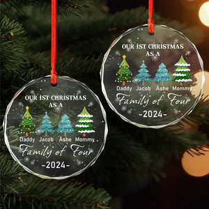 GeckoCustom Family of Three - Our 1st Christmas Personalized Glass Ornament HA75 891380