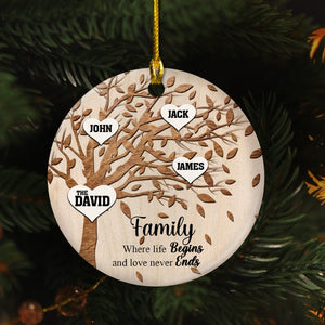 GeckoCustom Family Where Life Begins and Never Ends Personalized Ceramic Ornament HA75 891434