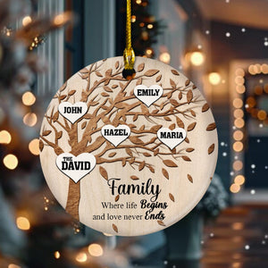 GeckoCustom Family Where Life Begins and Never Ends Personalized Ceramic Ornament HA75 891434