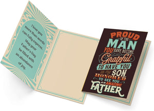 GeckoCustom Father'S Day Card for Son, Made in America, Eco-Friendly, Thick Card Stock with Premium Envelope 5In X 7.75In, Packaged in Protective Mailer