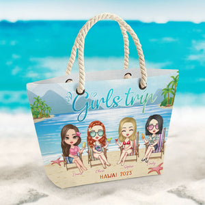 GeckoCustom Girls Trip Canvas Beach Bag With Rope Handle Personalized Gift N304 889657