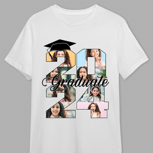 GeckoCustom Graduate 2024 Upload Photo Shirt, Graduation 2024 Gift, T368 HN590 Unisex T-Shirt / Sport Grey / S