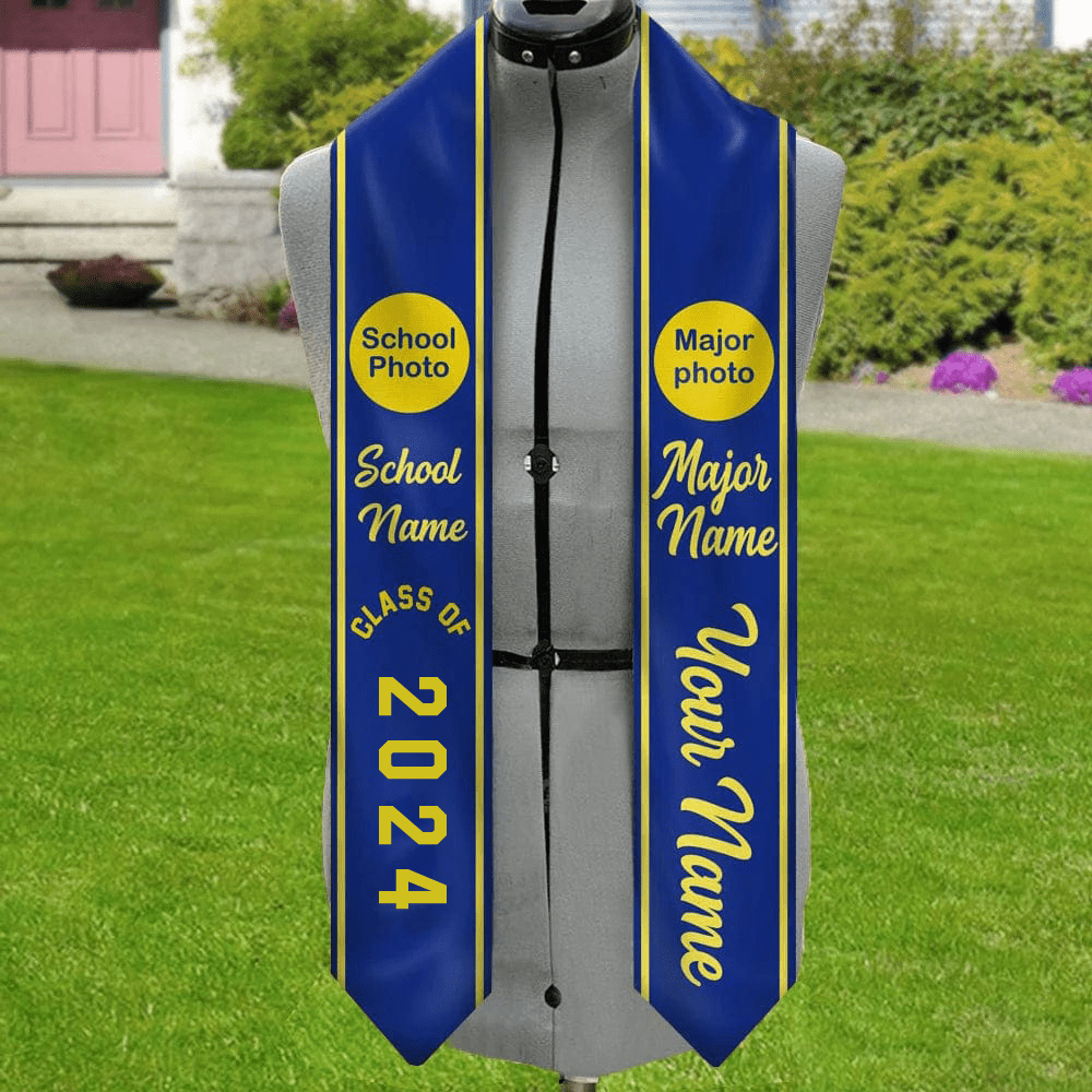 GeckoCustom Graduation 2024 Stoles, Upload Photo, Custom Name and School TA29 890283 6x72 inch