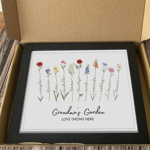 GeckoCustom Grandma's Garden With Floral Bouquet Family Picture Frame Personalized Gift TA29 890222 10"x8"