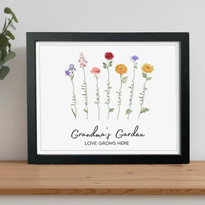 GeckoCustom Grandma's Garden With Floral Bouquet Family Picture Frame Personalized Gift TA29 890222 10"x8"