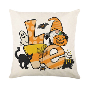 GeckoCustom Halloween Decorations Cushion Cover 45cm Linen Pillow Cover Funny Pumpkin Candy Cobweb Printed Pillow Case Home Decor Pillowcase 19 / 45x45cm