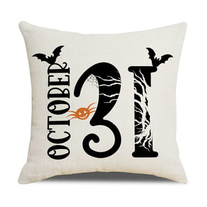 GeckoCustom Halloween Decorations Cushion Cover 45cm Linen Pillow Cover Funny Pumpkin Candy Cobweb Printed Pillow Case Home Decor Pillowcase 16 / 45x45cm