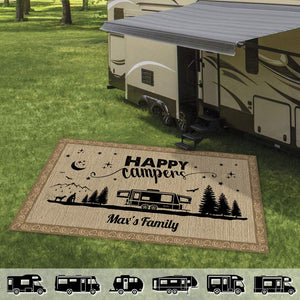 GeckoCustom Happy Campers Camping Patio Mat Persoanlized Gift NA29 888480