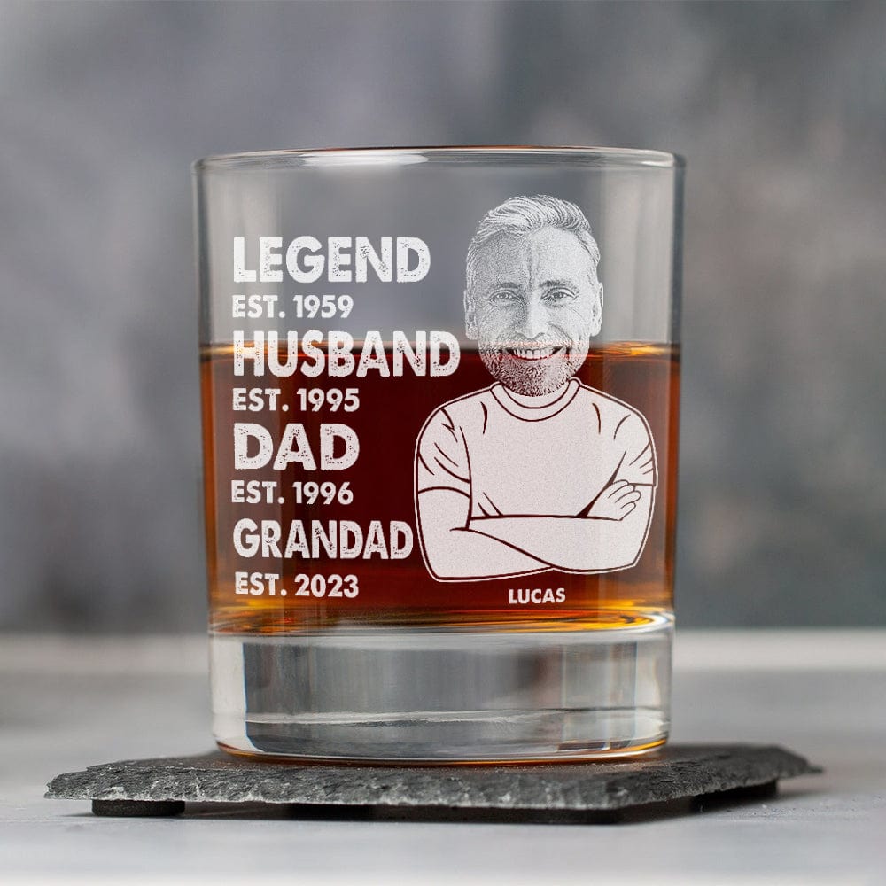 GeckoCustom Happy Father's Day Legend To Grandad Rock Glass HO82 890550 10.5 oz