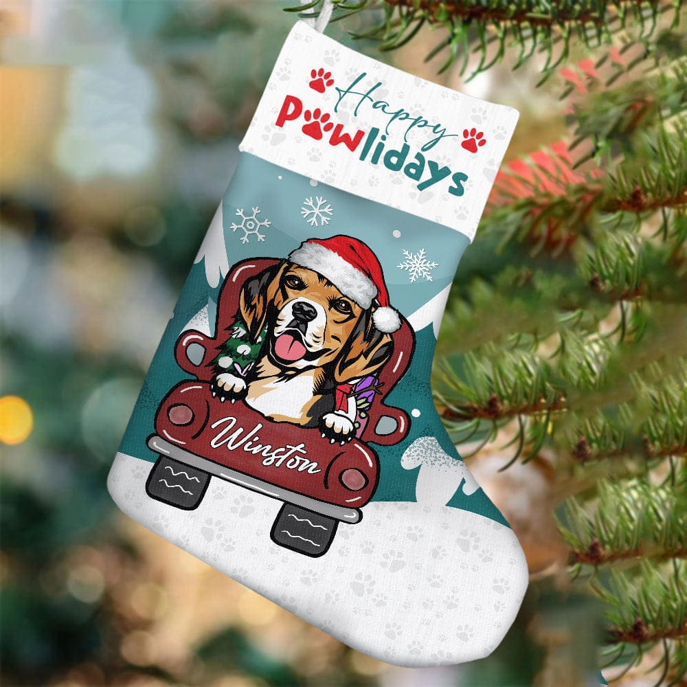 GeckoCustom Happy Pawlidays Dog Christmas Stocking T368 HN590