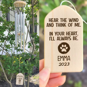 GeckoCustom Hear The Wind And Think Of Me Dog Cat Memorial Wind Chimes Personalized Gifts N369 889829