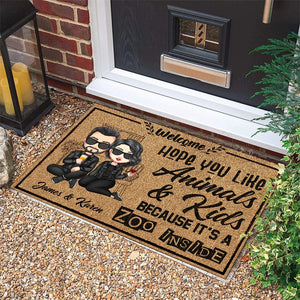 GeckoCustom Hope You Like Animals And Kids Couple Doormat Personalized Gift TA29 890151