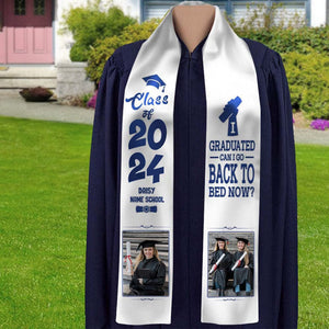 GeckoCustom I Graduated Can I Go Back To Bed Now Graduation Gift Stoles, HN590 6x72 inch