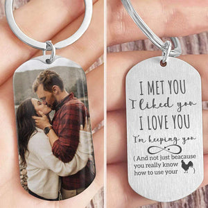 GeckoCustom I Met You I Liked You I Love You Couple Metal Keychain HN590