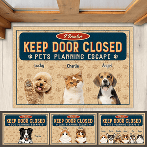 GeckoCustom Keep Door Closed Pet Doormat Personalized Gift TA29 890076