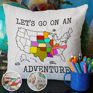 GeckoCustom Let's Take A Road Trip  Camping Pillow Cover K228 890319