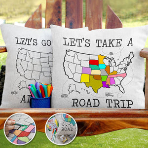 GeckoCustom Let's Take A Road Trip  Camping Pillow Cover K228 890319