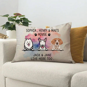 GeckoCustom Live Here Too For Dog Lovers Medium Pillow Personalized Gift HO82 890500