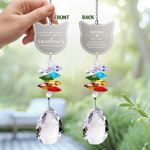 GeckoCustom Look For Me In Rainbows Cat Personalized Memorial Rainbow Suncatcher N304 HA75 891440 13.18''