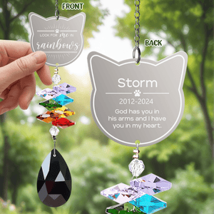 GeckoCustom Look For Me In Rainbows Cat Personalized Memorial Rainbow Suncatcher N304 HA75 891440 13.18''