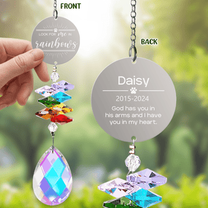 GeckoCustom Look For Me In Rainbows Dog Cat Pet Personalized Memorial Rainbow Suncatcher HA75 891424 13.18''