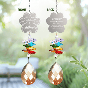 GeckoCustom Look For Me In Rainbows Dog Cat Pet Personalized Memorial Rainbow Suncatcher HA75 891424 13.18''