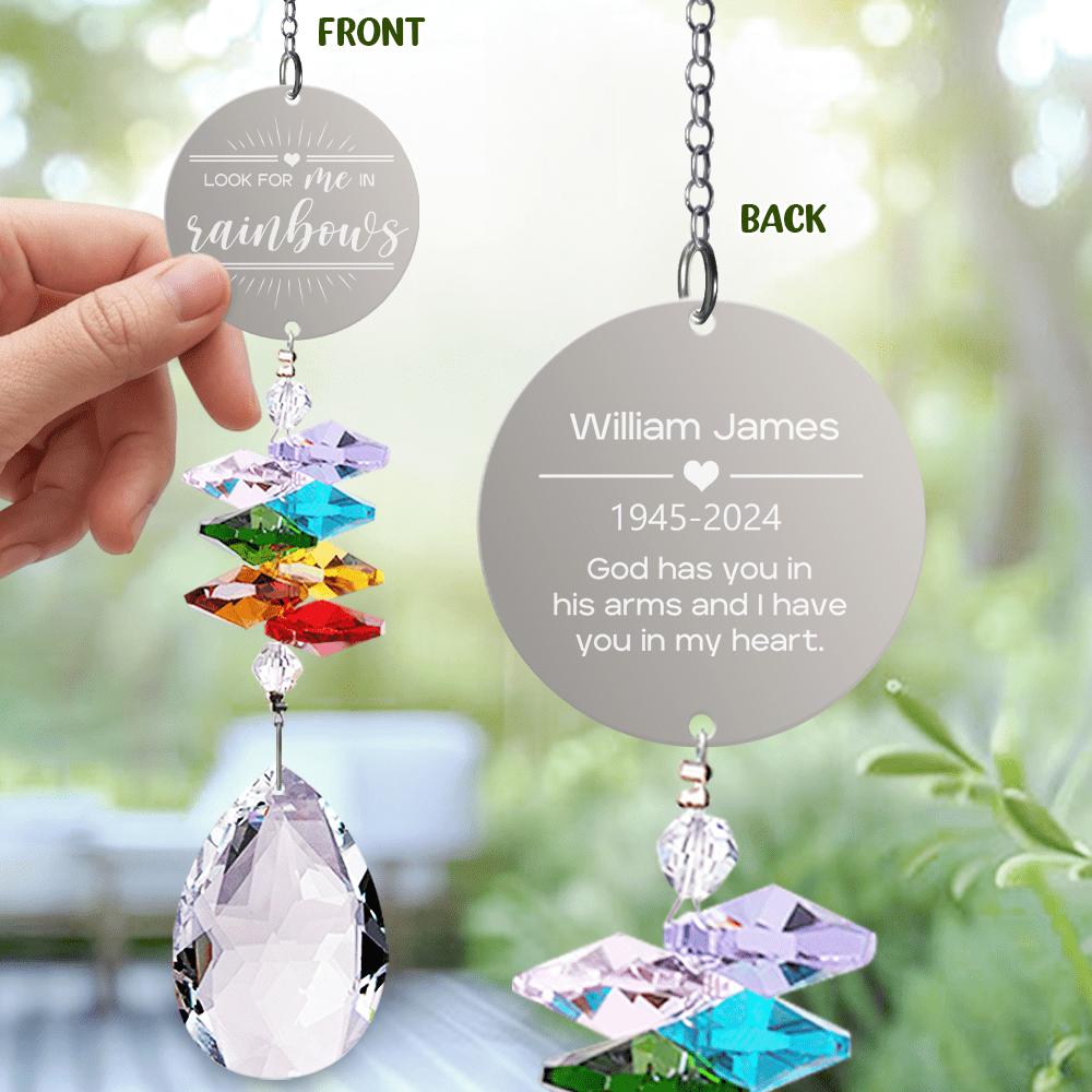 GeckoCustom Look For Me In Rainbows Personalized Memorial Rainbow Suncatcher HA75 891408 13.18''