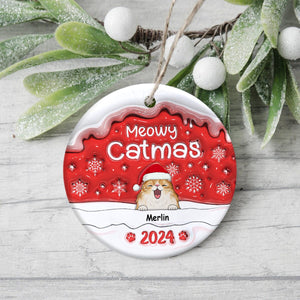 GeckoCustom Meowy Catmas Cat Personalized 3D Inflated Effect Printed Ornament N304 HA75 891476