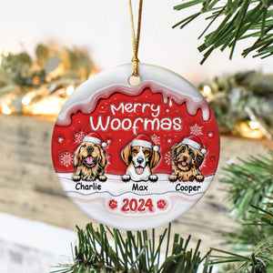 GeckoCustom Merry Woofmas Dog Personalized 3D Inflated Effect Printed Ornament N304 HA75 891474