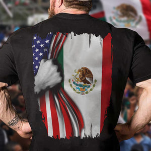 GeckoCustom Mexican Roots With American Flag Back Shirt HA75 891272