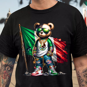 GeckoCustom Mexico Flag Teddy, Cartoon Bear, Cool Mexican Flag Bear Dark Shirt HA75 891512