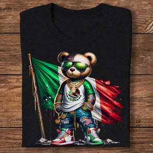 GeckoCustom Mexico Flag Teddy, Cartoon Bear, Cool Mexican Flag Bear Dark Shirt HA75 891512