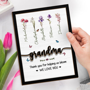 GeckoCustom Mom Thank You For Helping Us Bloom Family 2-Layered Wooden Plaque With Stand Personalized Gift TA29 890300