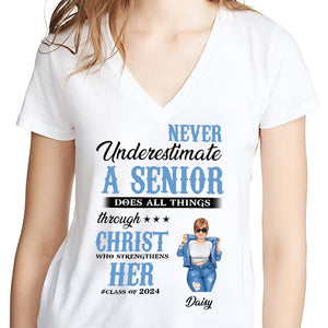 GeckoCustom Never Underestimate A Senior Graduation Shirt, Back To School Gift HN590