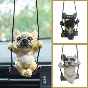 GeckoCustom New Resin Cute Dog Anime Car Accessorie Swing Bulldog Pendant Auto Rearview Mirror Ornaments Birthday Gift Couple Accessories