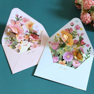 GeckoCustom New Romantic Flower 3D Pop-up Greeting Cards