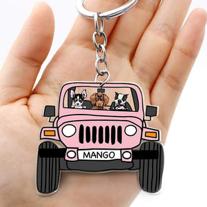 GeckoCustom Off Road Dog Cats Keychain Double Sided Design Acrylic Keychain Car For Pet Lovers DA199