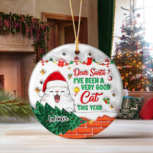 GeckoCustom On The Naughty List And I Regret Nothing Cat Personalized 3D Inflated Effect Printed Ornament N304 HA75 891510