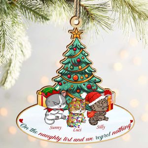 GeckoCustom On The Naughty List And We Regret Nothing Cat Wood Ornament Personalized Gift TH10 891049