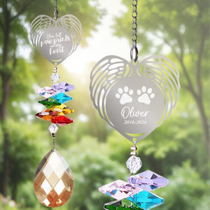 GeckoCustom Paws Print On Our Hearts Dog Cat Pet Personalized Memorial Rainbow Suncatcher HA75 891520 13.18''