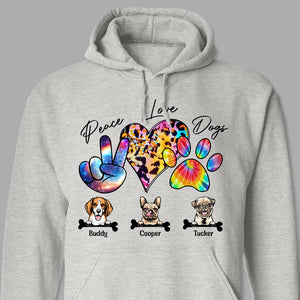 GeckoCustom Peace, Love And Dogs Shirt Personalized Gift N304 889769