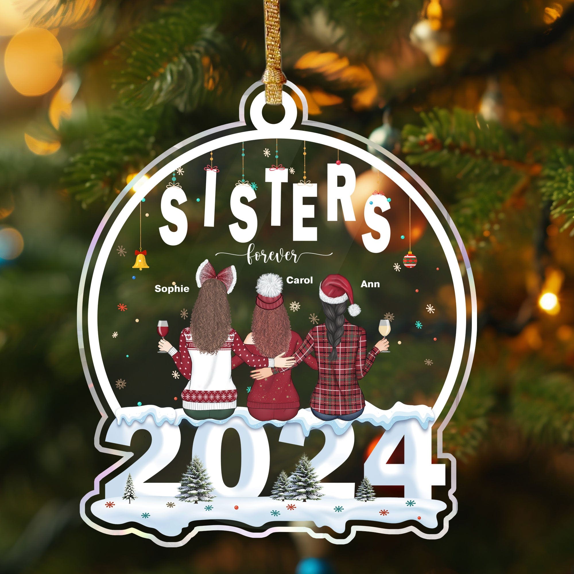 GeckoCustom Personalized 2024 Ornament Besties Forever Acrylic Ornament HO82 891254