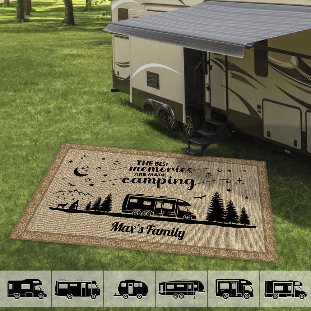 GeckoCustom Personalized Camping Patio Rug For Happy Campers N369 889265