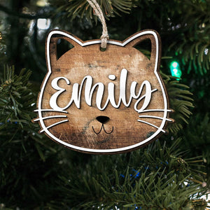 GeckoCustom Personalized Cat And Name For Cat Lovers Wood Ornament N304 889612