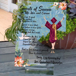 GeckoCustom Personalized Clipart Secrets Of Success Graduation Gift Acrylic Plaque, HN590